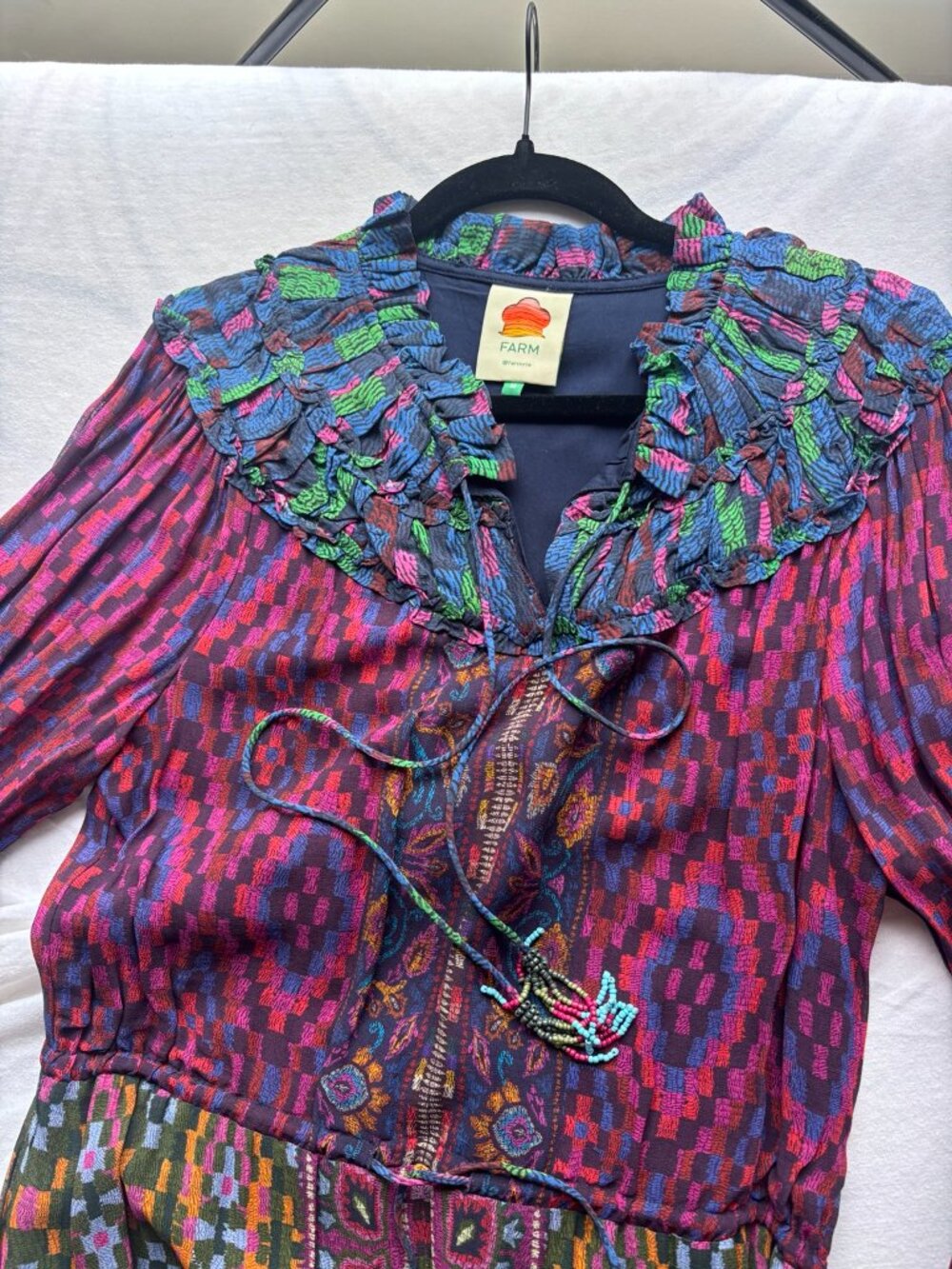 Farm Rio Mixed Print Ruffle Tiered Maxi Dress Size M - Picture 3 of 6